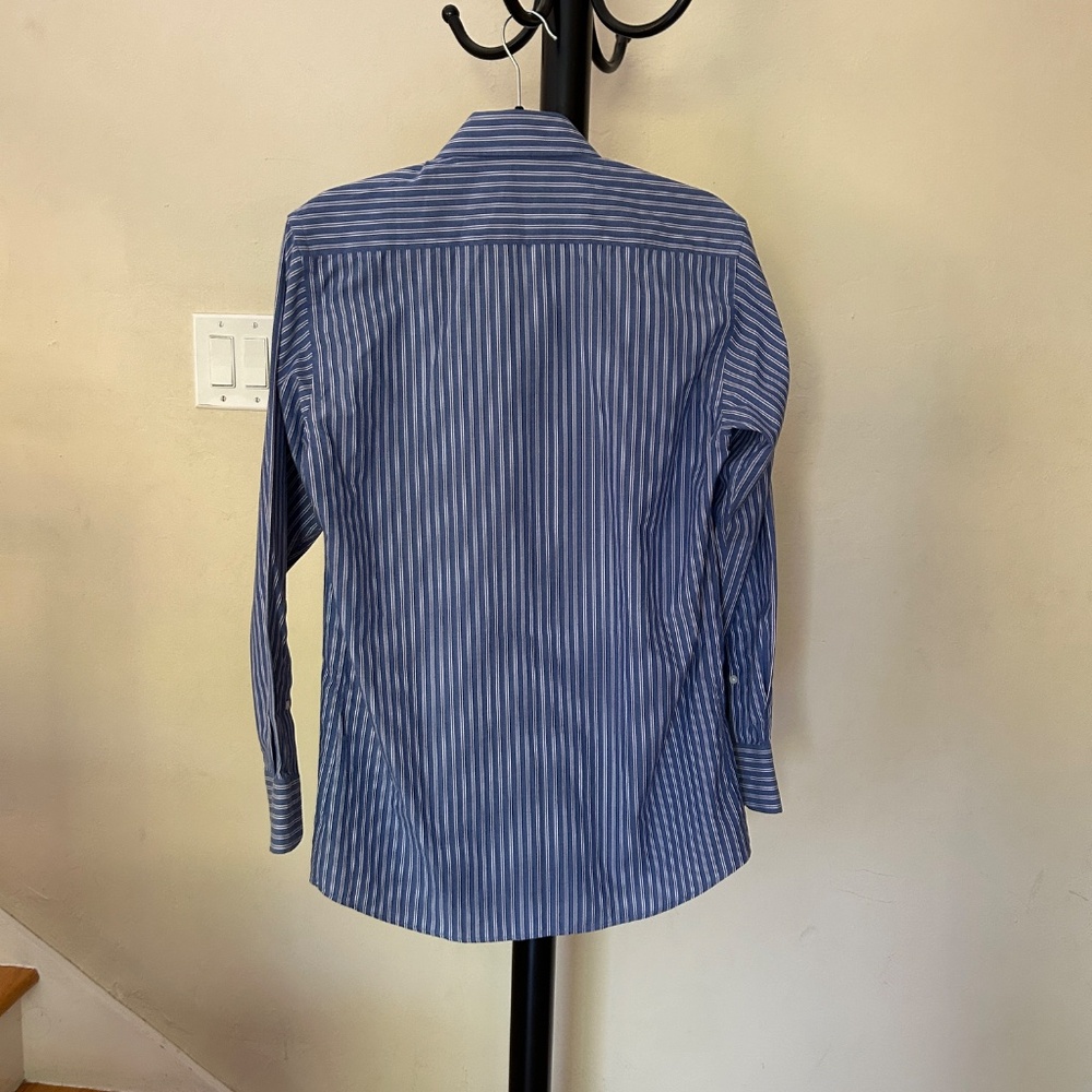 Men's Slim Fit Blue Stripe Shirt - Picture 6 of 10